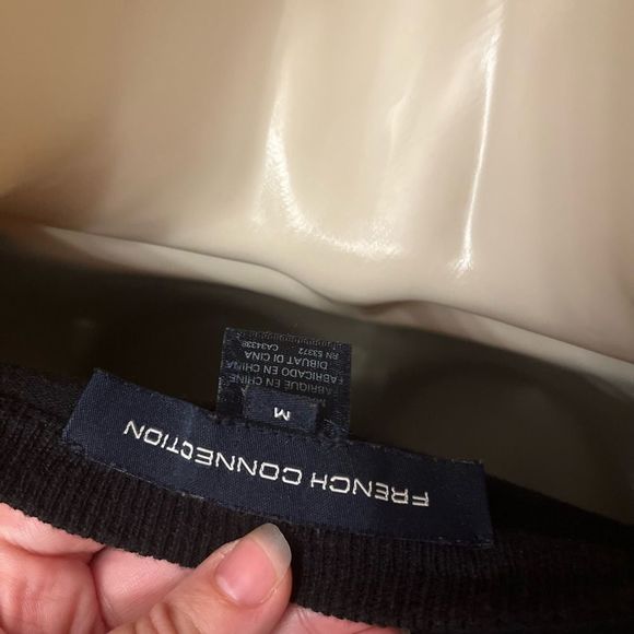 French Connection Sequin Fox Black Cotton Sweater - Picture 7 of 10